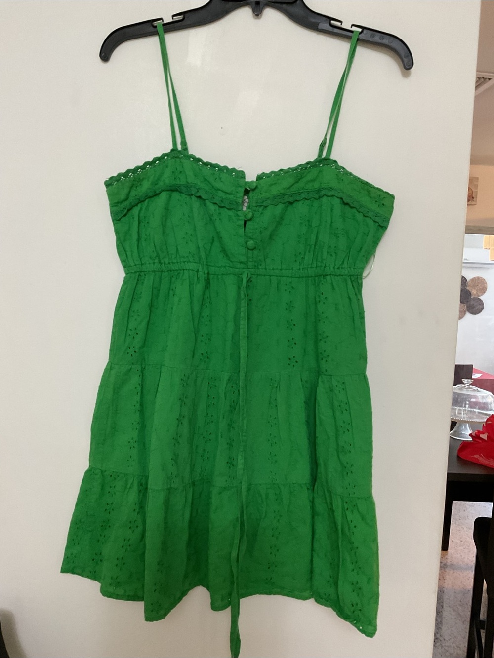 Jessica Simpson dress Green Women's Eyelet Sundress Spaghetti Strap Top